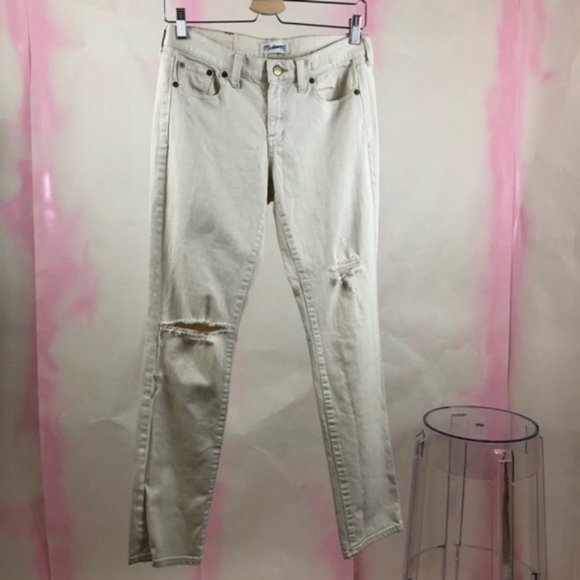 Madewell Straight Distressed Worn Boyfriend Ripped Denim Jeans - Picture 2 of 8